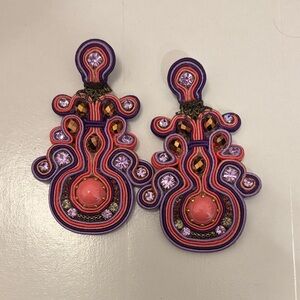 Pink and Purple Soutache Earrings